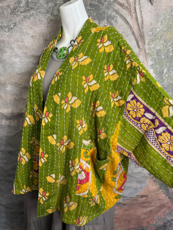 1040w Kantha Long Sleeve Jacket-Eve