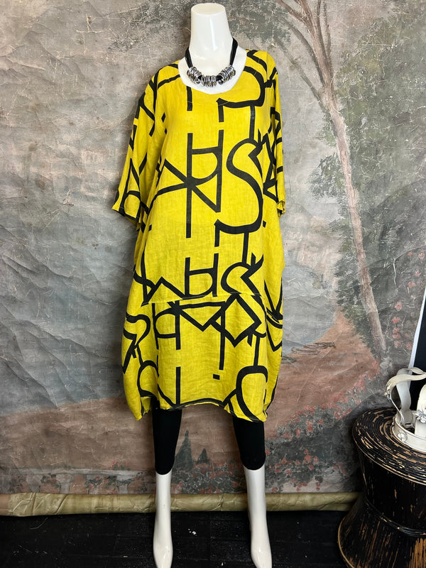 91470 S/Slv Tunic Letter Dress-MANGO