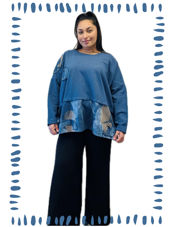 91865 Artsy Patch Pullover-Denim