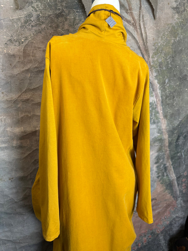 6512AU Cowlneck Bubble Dress-Mustard