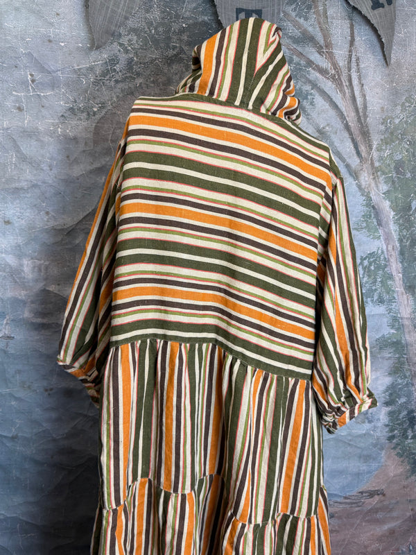 5569 Judy Hoodie Short Dress-Autumn Stripe