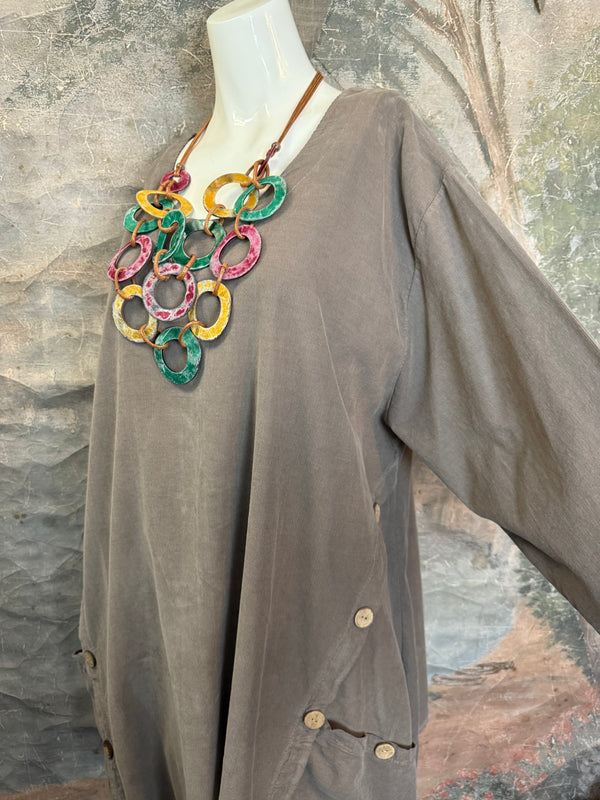 91983 Corduroy Pocket Tunic-Mocha