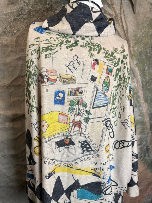 T1097 Cowlneck Dolman Slv Top