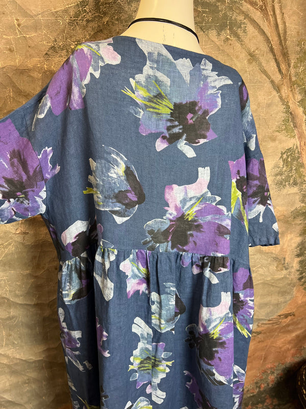 91877-52 Artful Bloom Dress-Blue