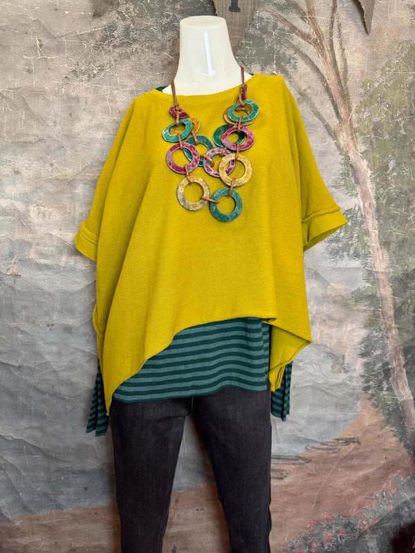 8555-1045 Stripe Lg/Slv Tee-Blue hunter