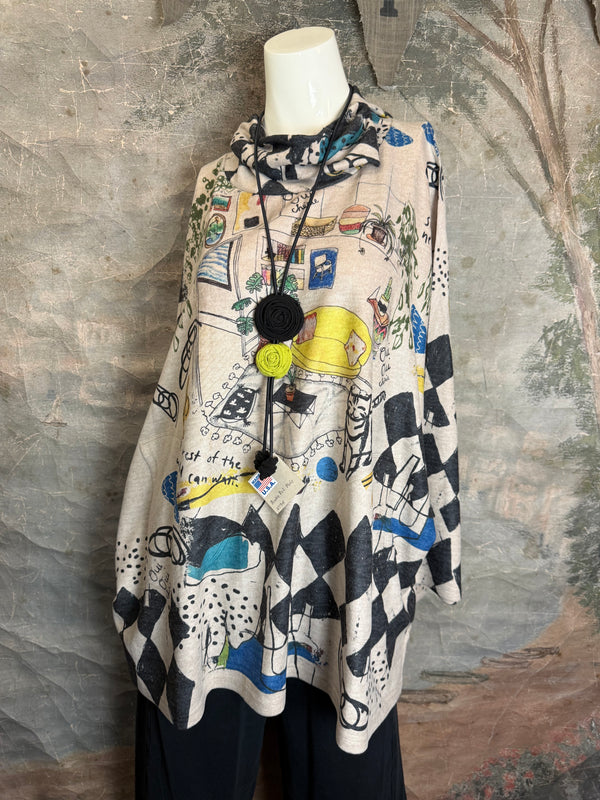 T1097 Cowlneck Dolman Slv Top