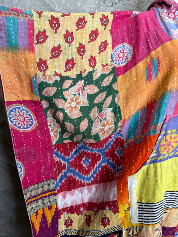 1012w Kantha Poncho Hoodie Dress-2