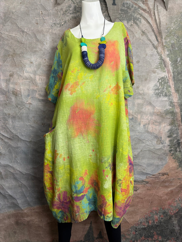 90847P Painted Presence Dress-Kiwi