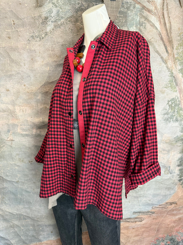 2500-2165 Small Check Big Shirt-Ruby