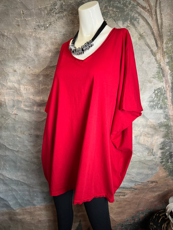 8715 Solid V-Elbow Tunic Tshirt-Amaryllis