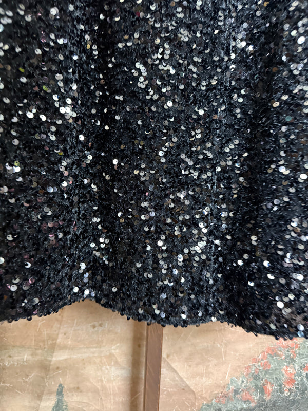 TF-7139 Sequin Pull-on Skirt-Black