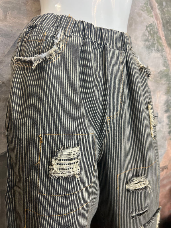 JG- On The Road Striped Pants-Vintage Black