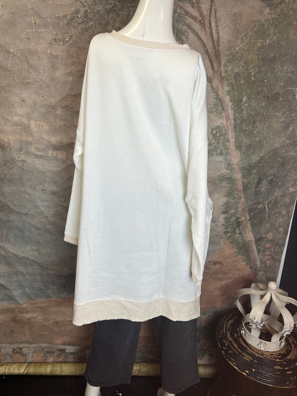 PL188- High-Low Sweatshirt-Cream