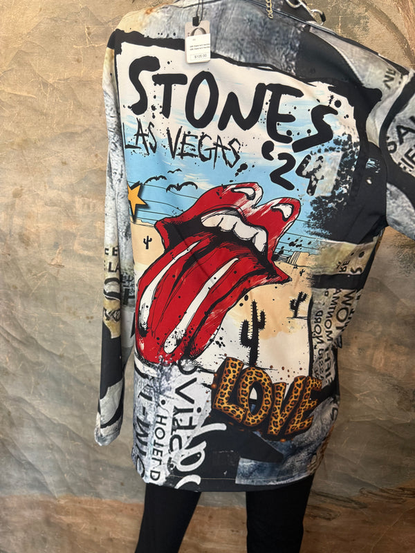 0A Leopard Mix Rock & Roll Graffiti Blazer