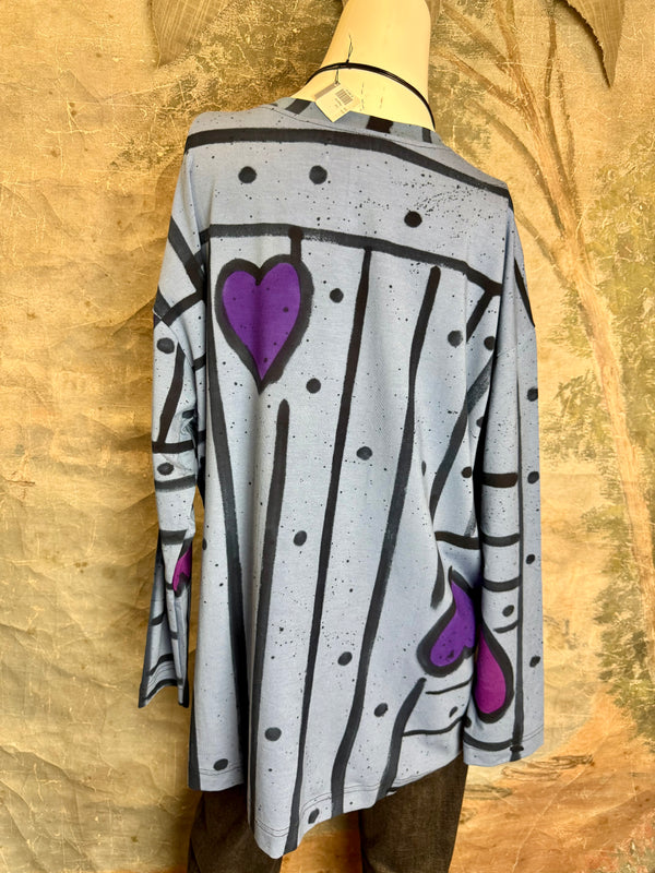 PA1807 Thea L/Slv PopArt Top-DENIM BLUE