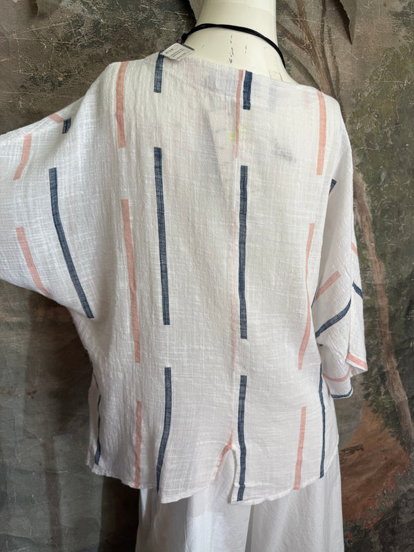 6653S Stripe Top-White