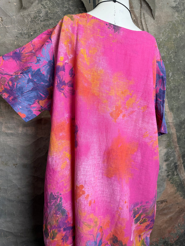 90847P Painted Presence Dress-Fuchsia