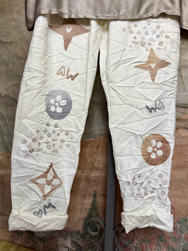 0A910 Pull On Stretch Pants-Lucky Star