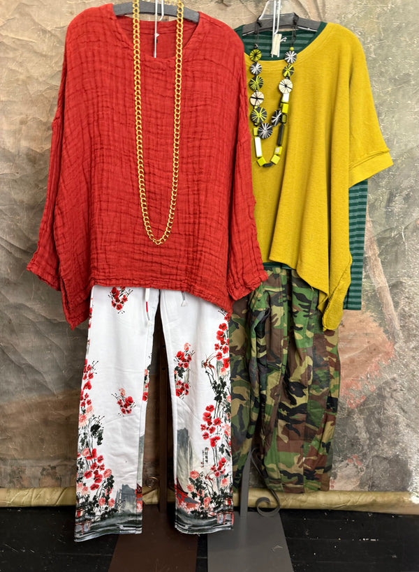PW8815 We The Free Pucker Tunic-Brick Red