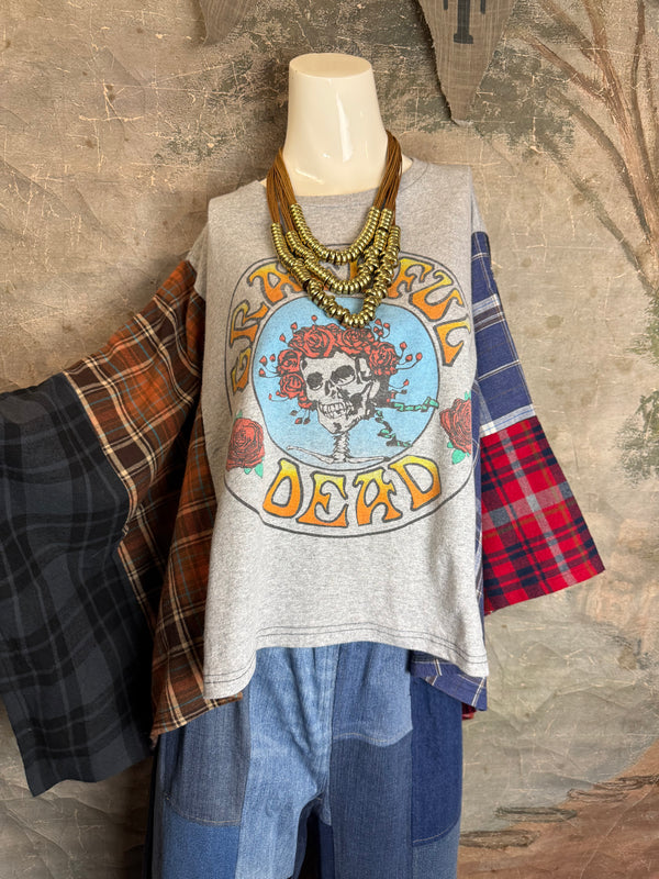 5576 Flannel Band Tee Topper-F