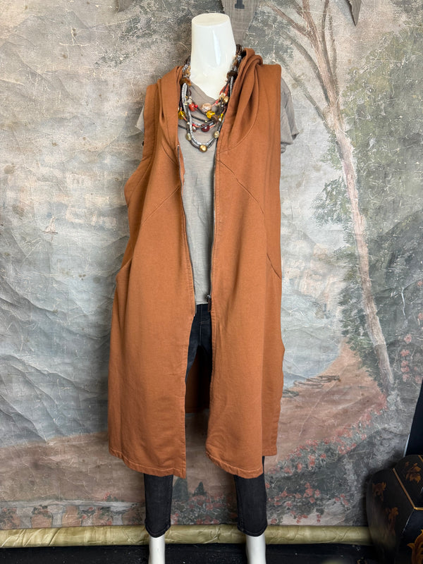 2626AU Zip Hoodie Vest-Ginger