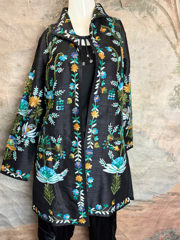ANU 19969 Silk Embroidered Jacket-Lapis