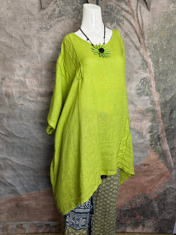 91624 Solid Patch Tunic Shirt-Kiwi