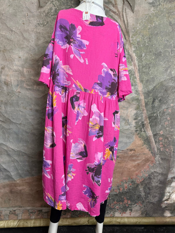 91877-52 Artful Bloom Dress-Fuchsia