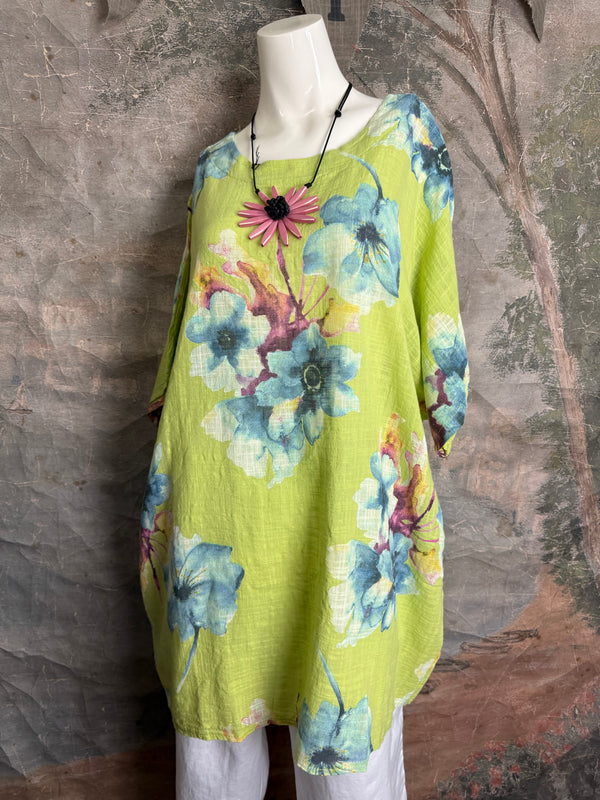 91266A Art to Wear Flower Shirt-Lime