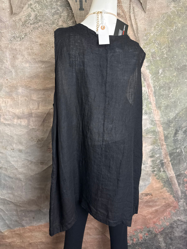 91755 Uneven Tank Top-Black