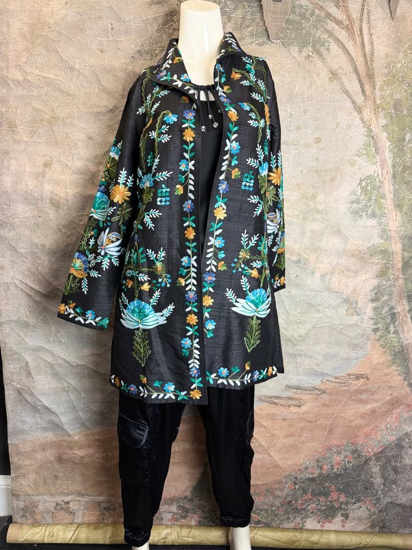 ANU 19969 Silk Embroidered Jacket-Lapis