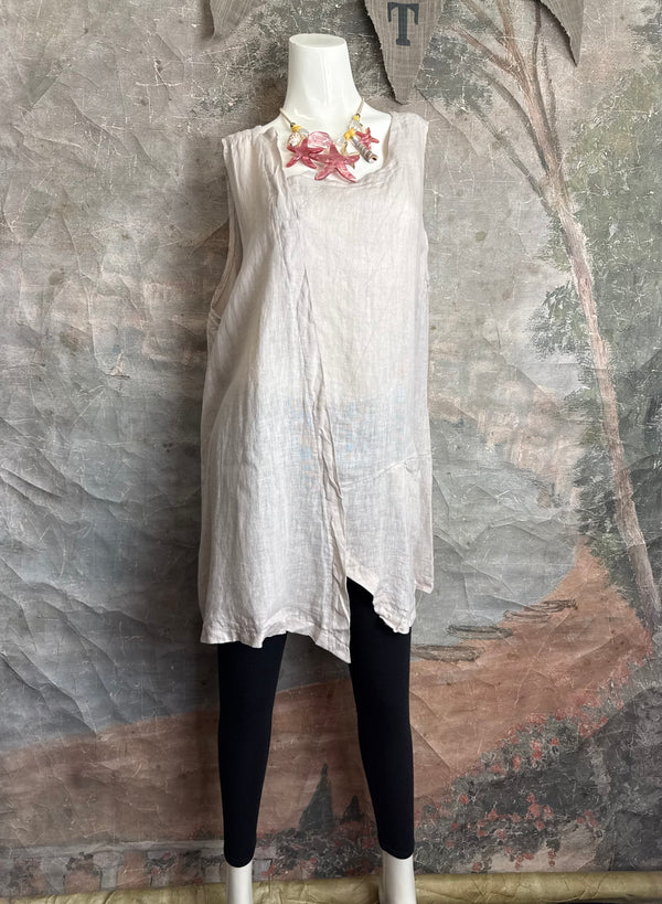 91755 Uneven Tank Top-Beige