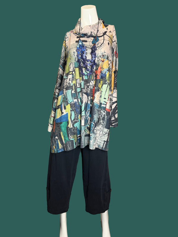 T1097 Cowlneck Dolman Slv Top-vivid dreams