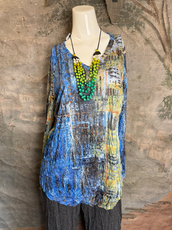 25621 Crinkle Basic Top-Blue