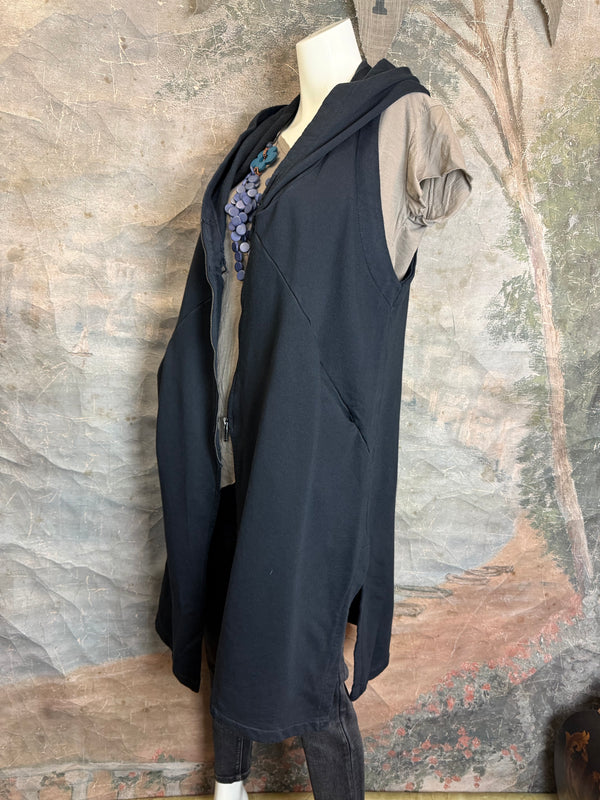 2626AU Zip Hoodie Vest-Black