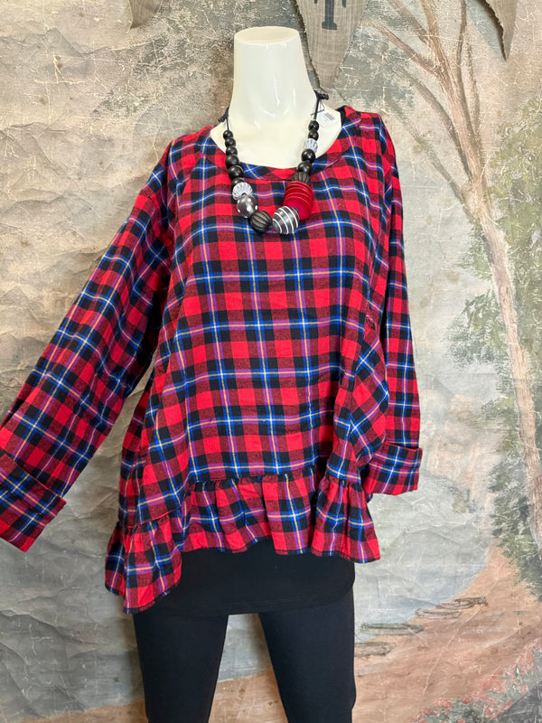 5430 Plaid Ruffle Top