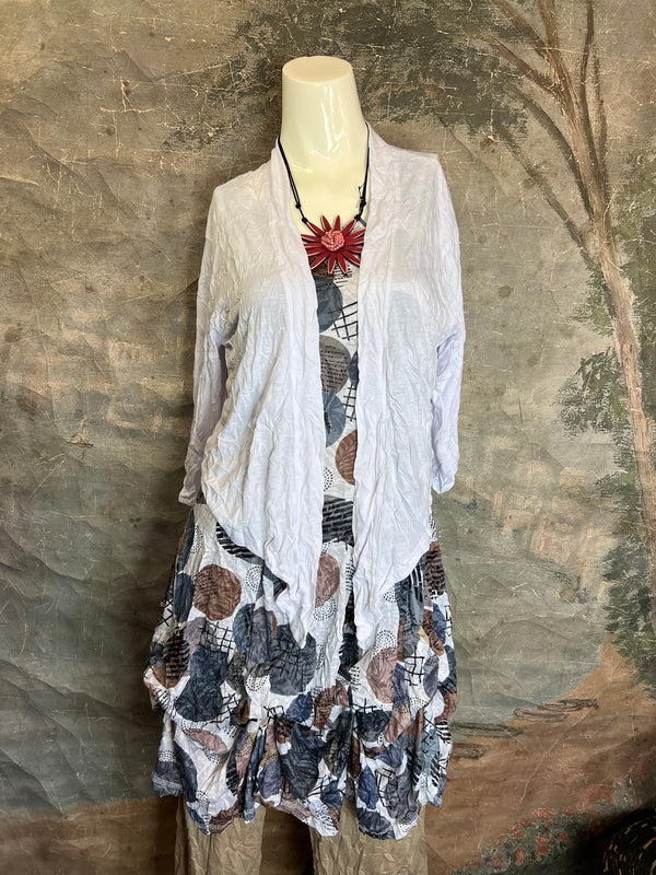 23066 Crinkle Tie Cardigan-White