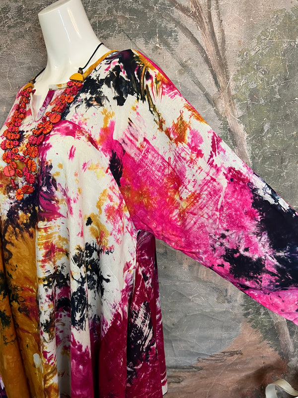 7063V Block Dyed Justly Top-PINK MIX