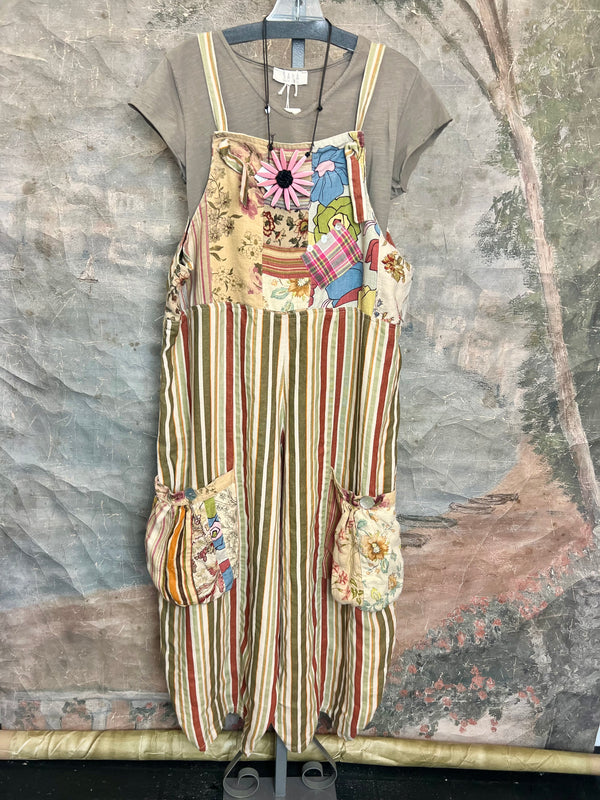 5561 OOAK Patch Linen Overalls-The Mabel
