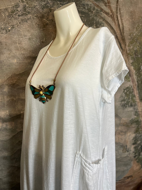 1123 Sharkbite Dress-White