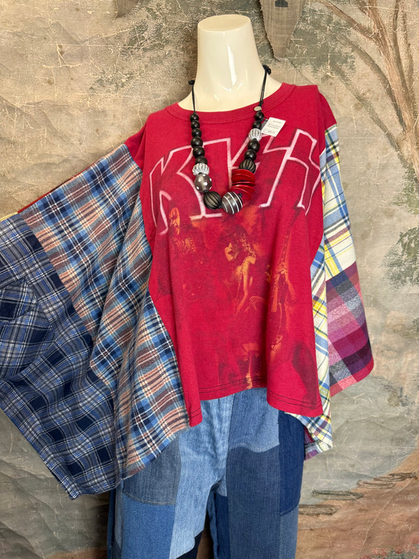 5576 Flannel Band Tee Topper-D