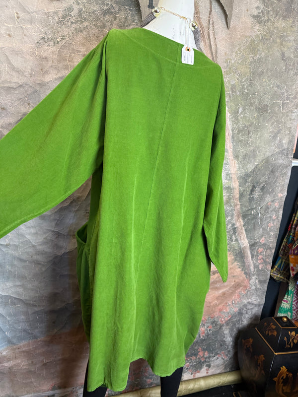 90847 Corduroy Sunflower Dress-Kiwi