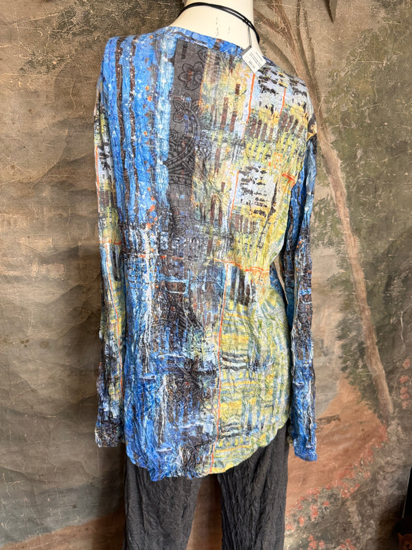 25621 Crinkle Basic Top-Blue