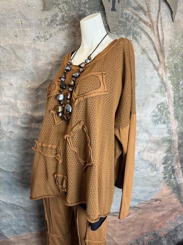 CE714 Cheer Sweater Top-Camel