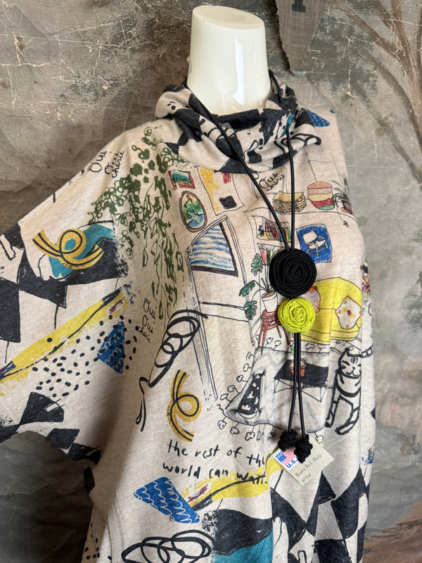 T1097 Cowlneck Dolman Slv Top