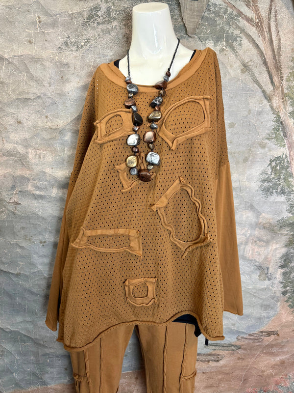 CE714 Cheer Sweater Top-Camel