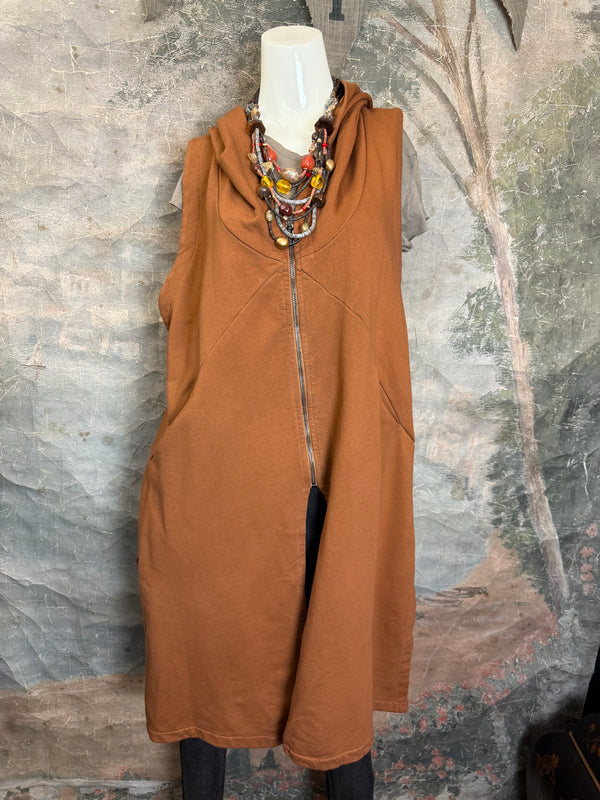 2626AU Zip Hoodie Vest-Ginger