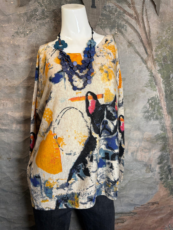 25704 Icon Print Sweater-Frenchy