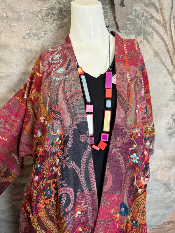 ANU 19828 Embroidered Duster JKT-Macroon