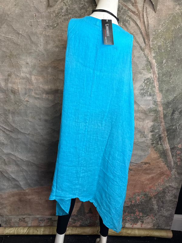 751 Artistry Layered Tank Dress-Turq Blue
